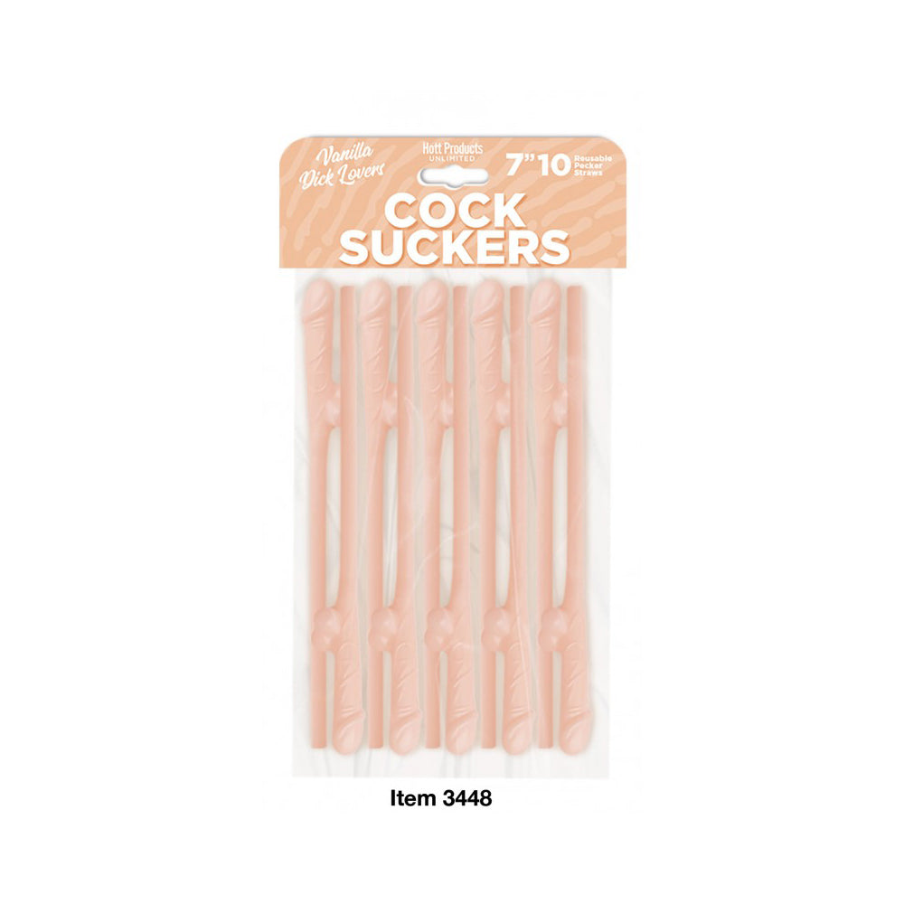 Penis Suckers Pecker Straws Vanilla Lovers 10Pk | 818631034482 | Discreet Personal Wellness