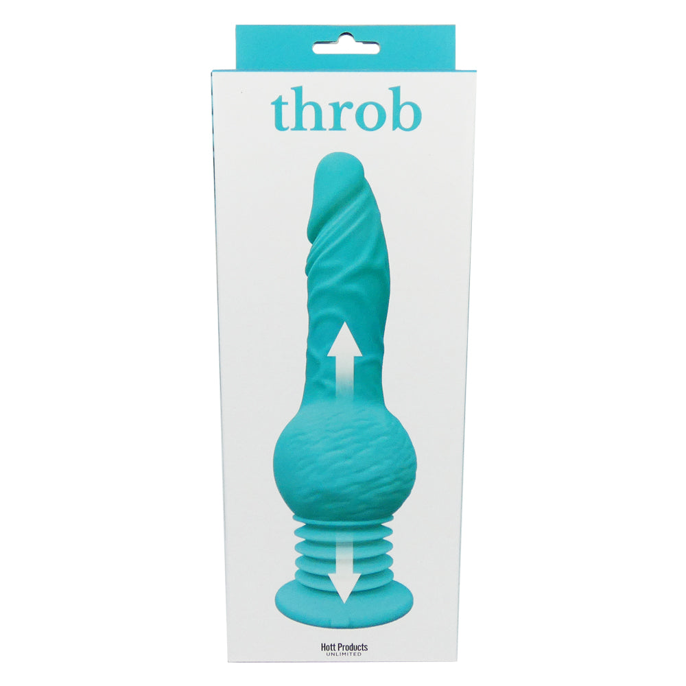 Throb Thrusting Dildo Teal | 818631035496 | Discreet Personal Wellness