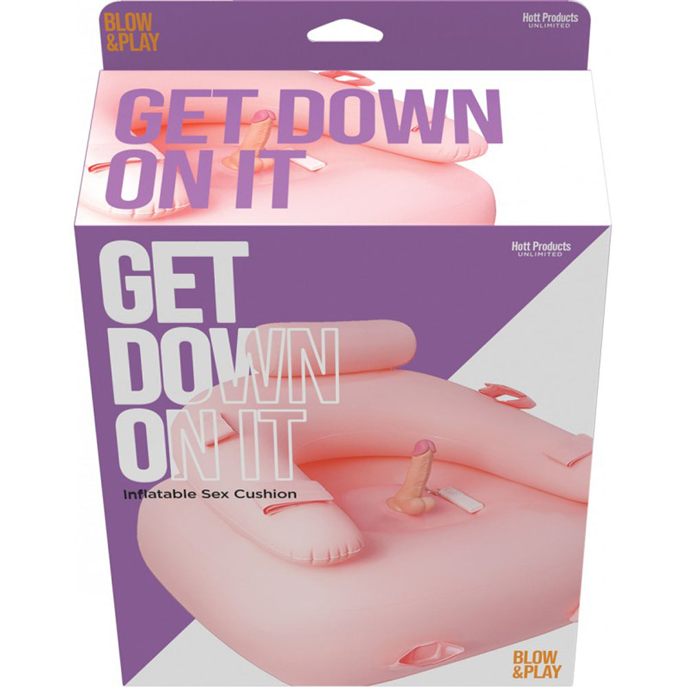 Get Down On It Inflatable Cusion With Wire Controller Dildo + Wrist/Leg Straps | 818631035878 | Discreet Personal Wellness
