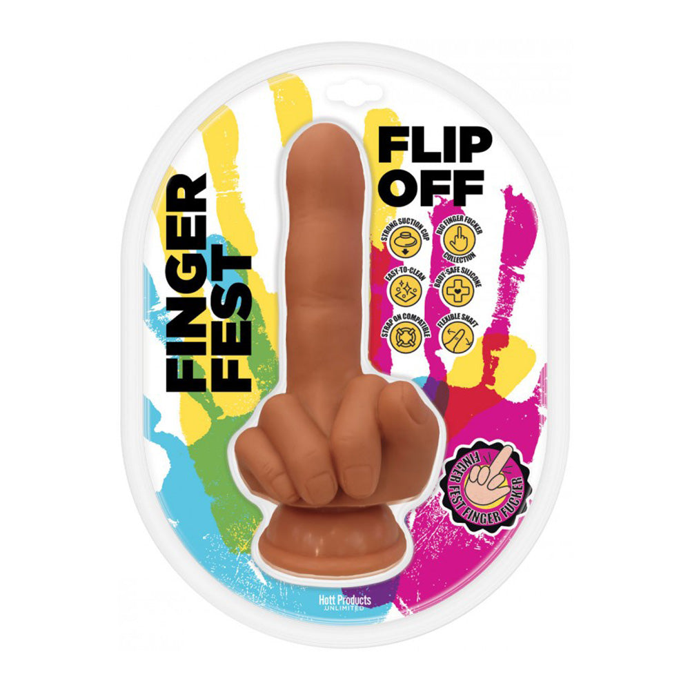 Finger Fest Flip Off Dildo Tan | 818631037230 | Discreet Personal Wellness