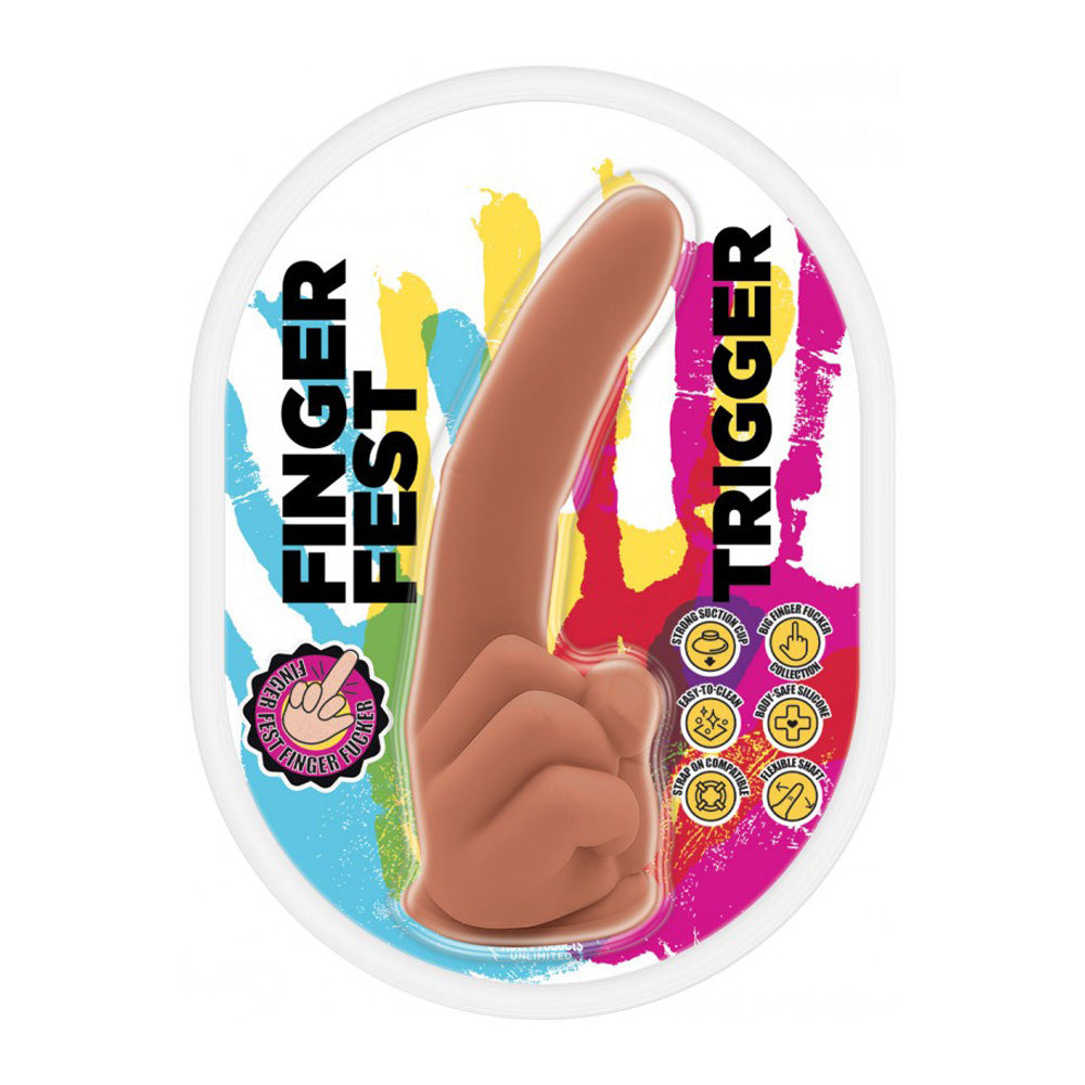 Finger Fest Trigger Dildo Tan | 818631037254 | Discreet Personal Wellness