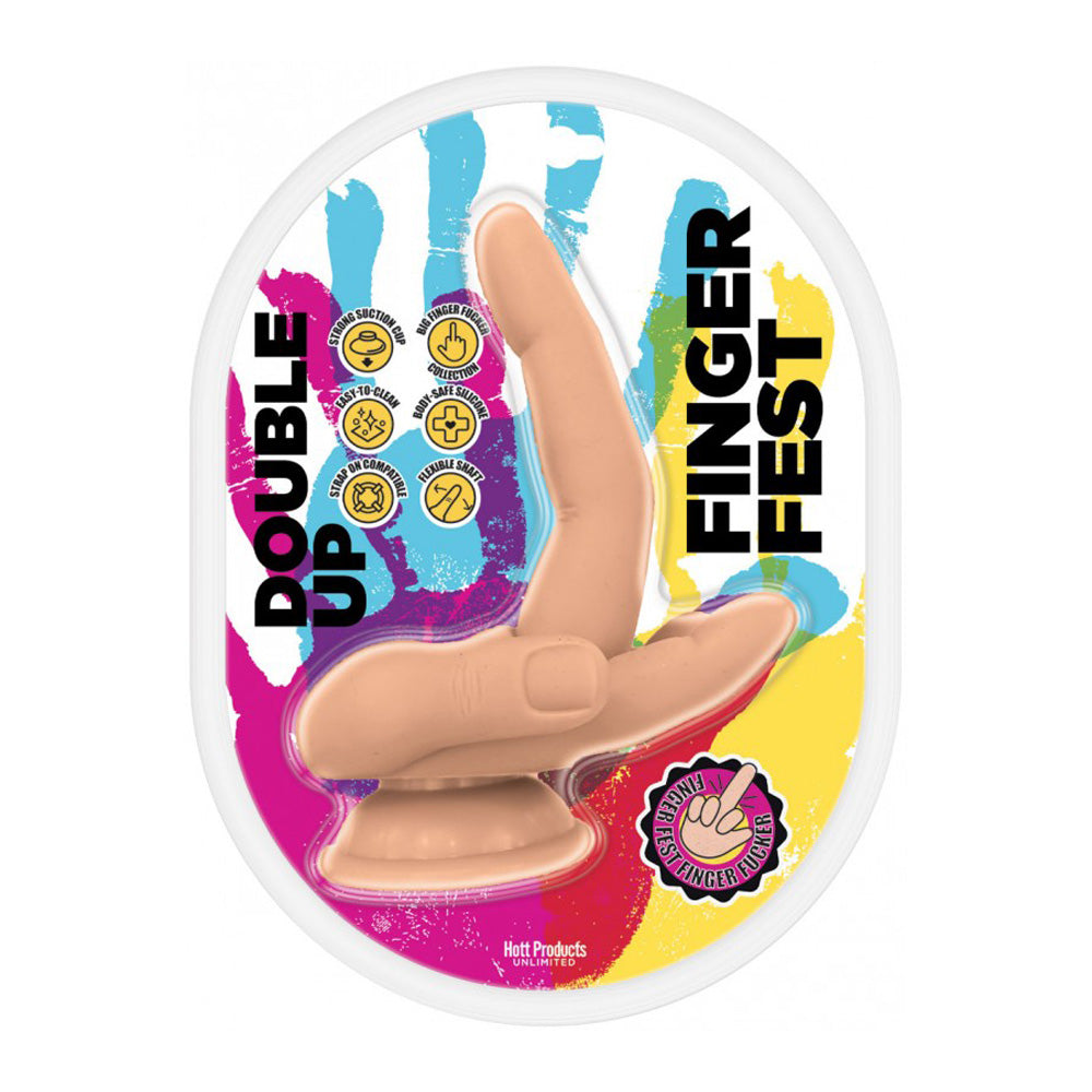 Finger Fest Double Up Dildo Flesh | 818631037261 | Discreet Personal Wellness