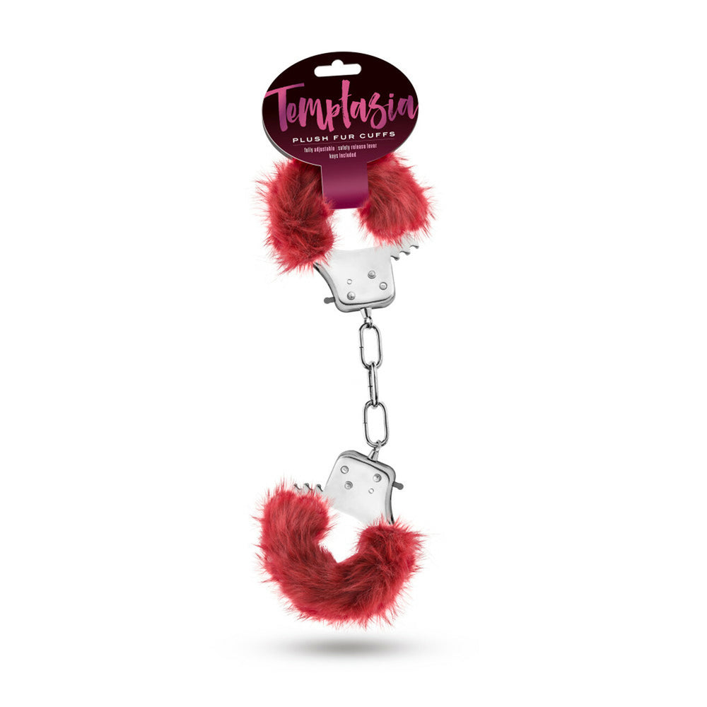 Temptasia Plush Fur Cuffs Burgundy | 819835020042 | Discreet Personal Wellness