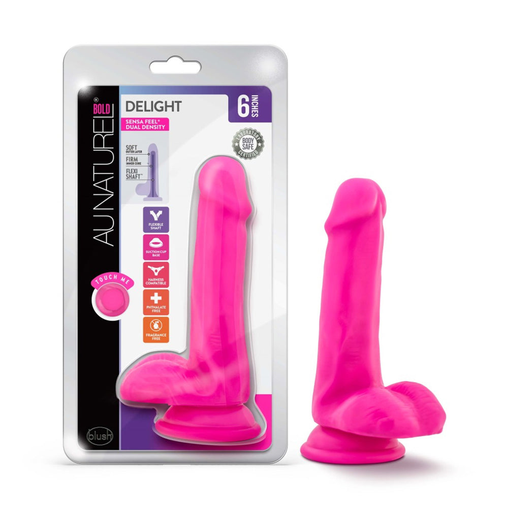 Au Naturel Bold Delight 6" Dildo Pink | 819835023708 | Discreet Personal Wellness