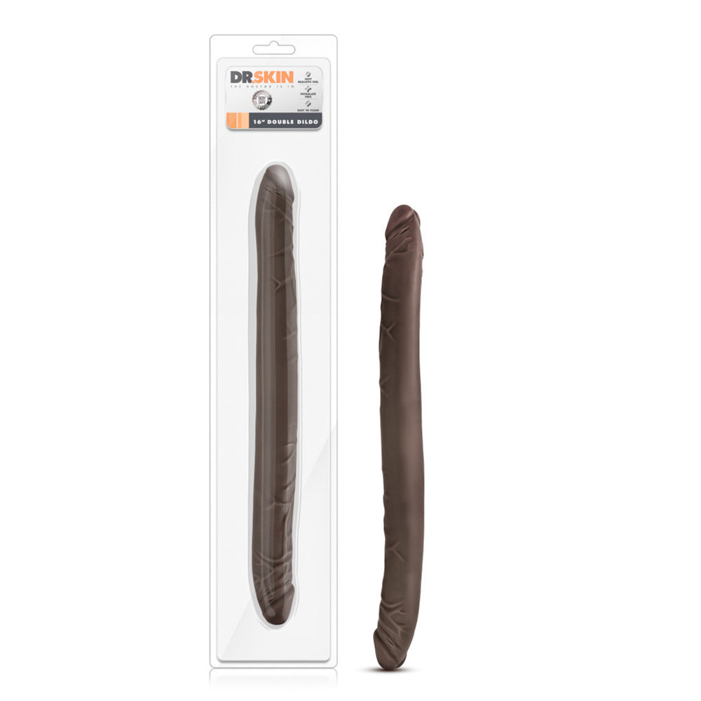Dr. Skin 16" Double Dildo Chocolate | 819835024071 | Discreet Personal Wellness
