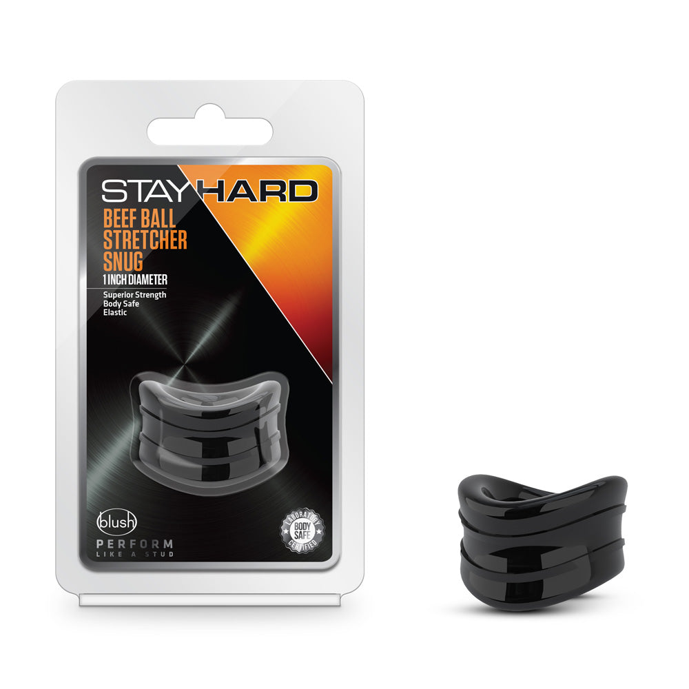 Stay Hard Beef Ball Stretcher X Long 1.5" Diameter Black | 819835026129 | Discreet Personal Wellness