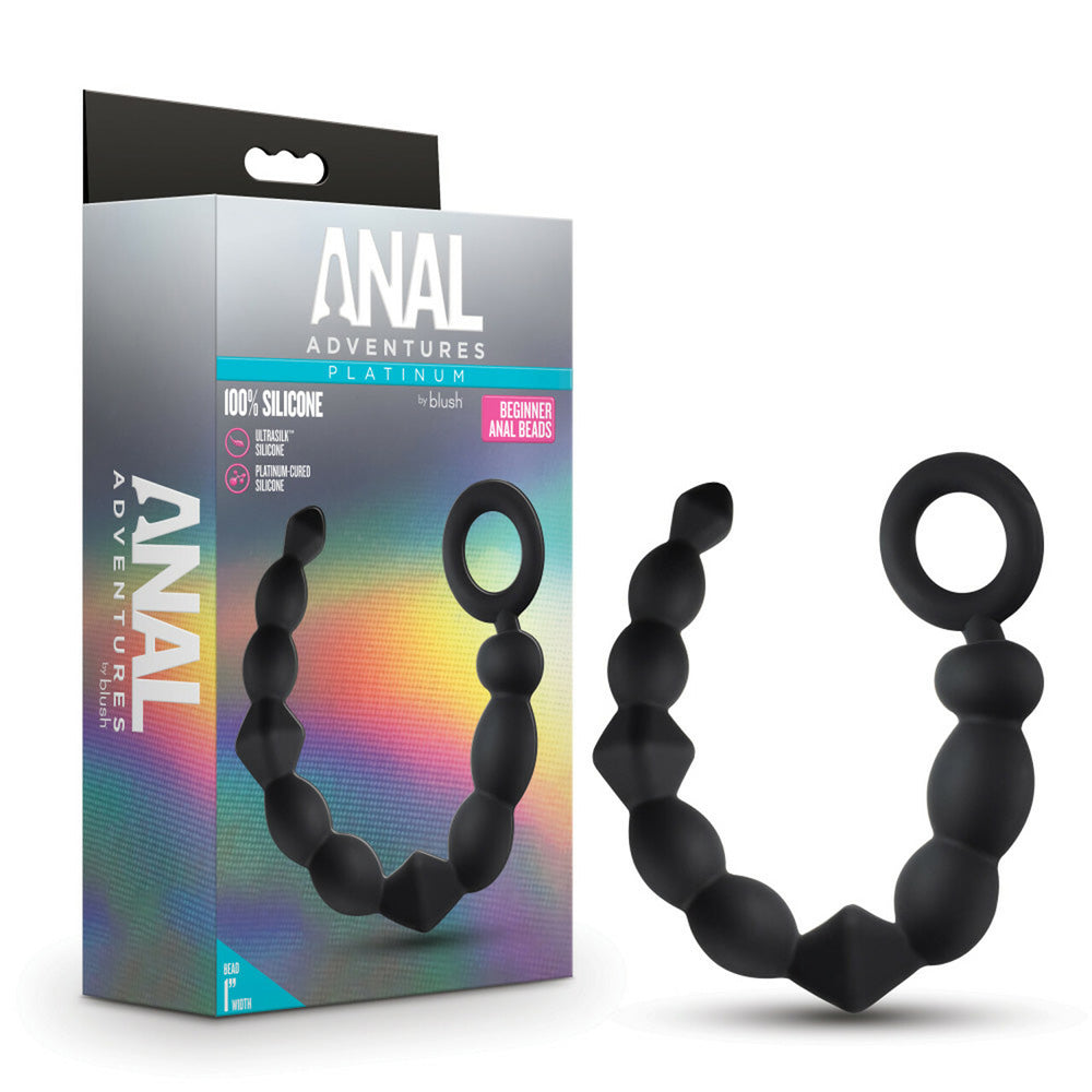 Anal Adventures Platinum Silicone Beginner Anal Beads Black | 819835027850 | Discreet Personal Wellness