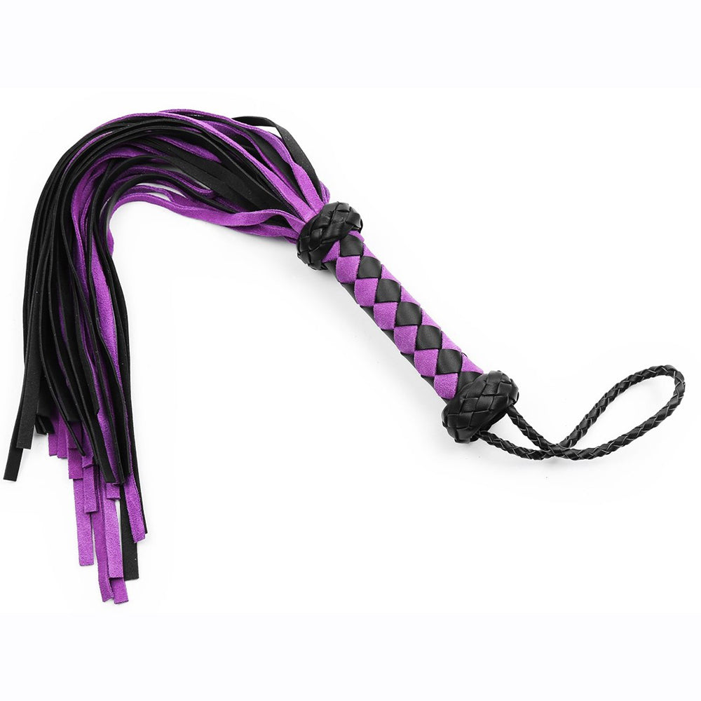 22" Mixed Leather Flogger Purple | 821555179351 | Discreet Personal Wellness