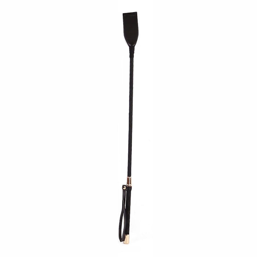 18" PU Golden Tip Riding Crop Black | 821555180371 | Discreet Personal Wellness