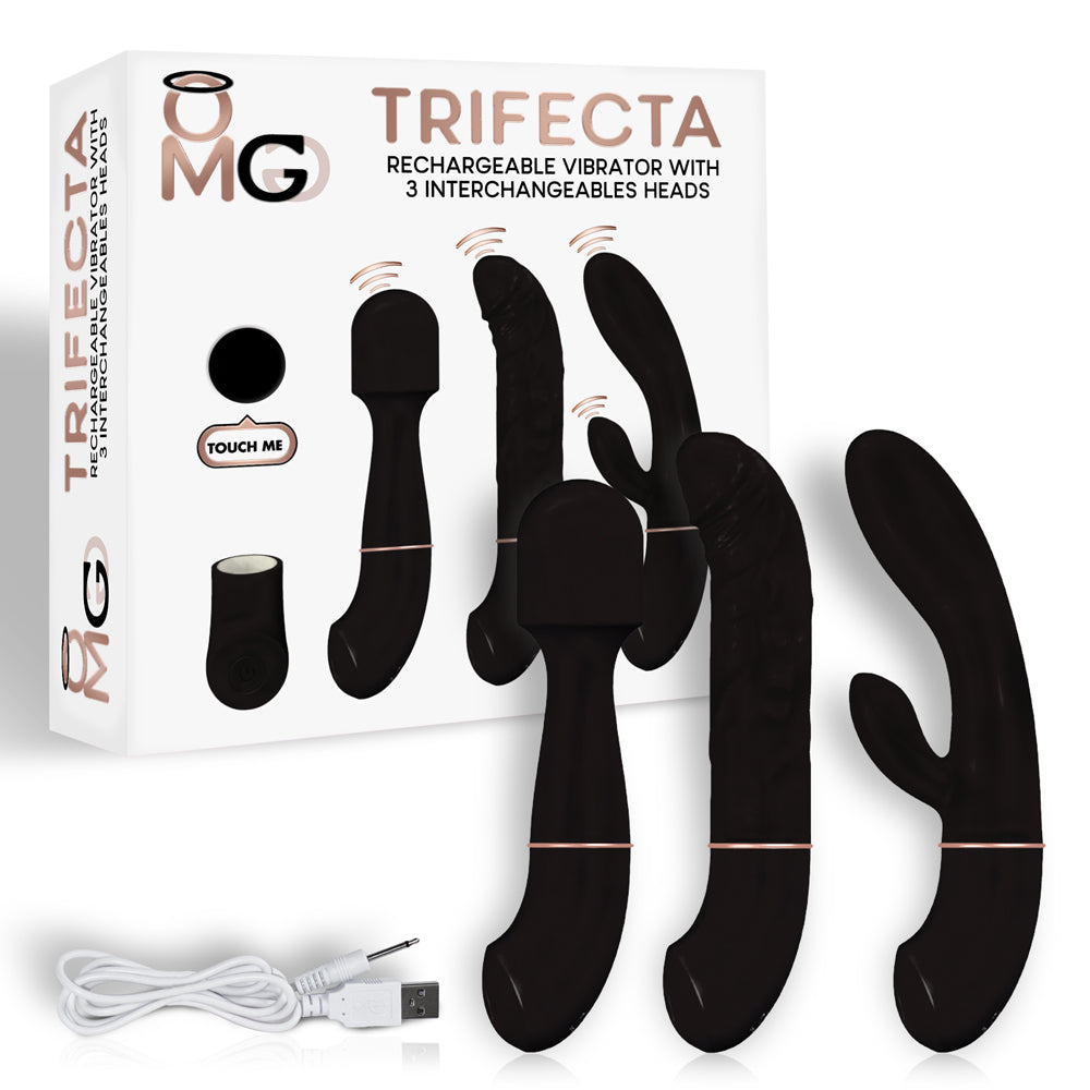 Omg Trifecta Rechargeable Vibrator | 831868006169 | Discreet Personal Wellness