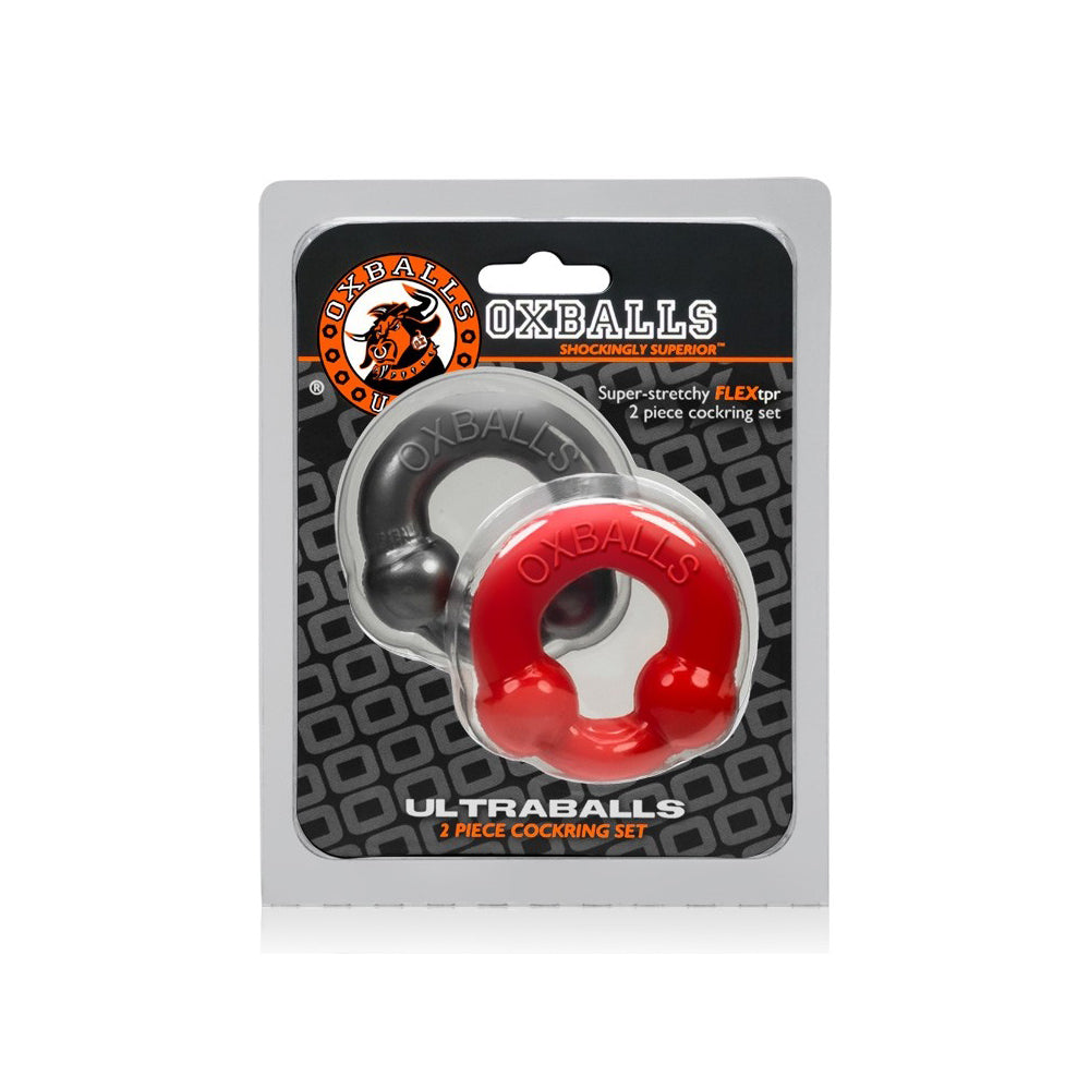 Ultraballs 2-Pack Penis Ring Steel & Red | 840215118981 | Discreet Personal Wellness