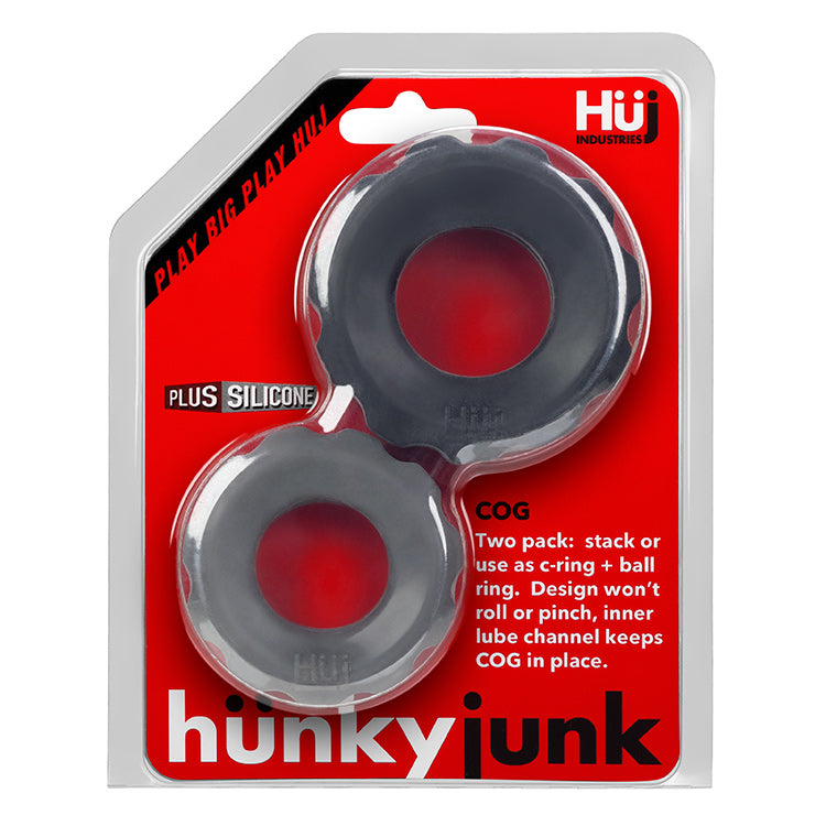 Cog 2-Size C-Rings By Hunkyjunk Tar/Stone | 840215119681 | Discreet Personal Wellness