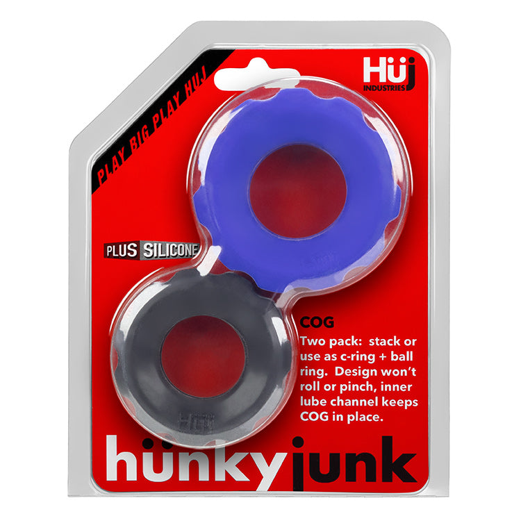 Cog 2-Size C-Rings By Hunkyjunk Cobalt/Tar | 840215119698 | Discreet Personal Wellness