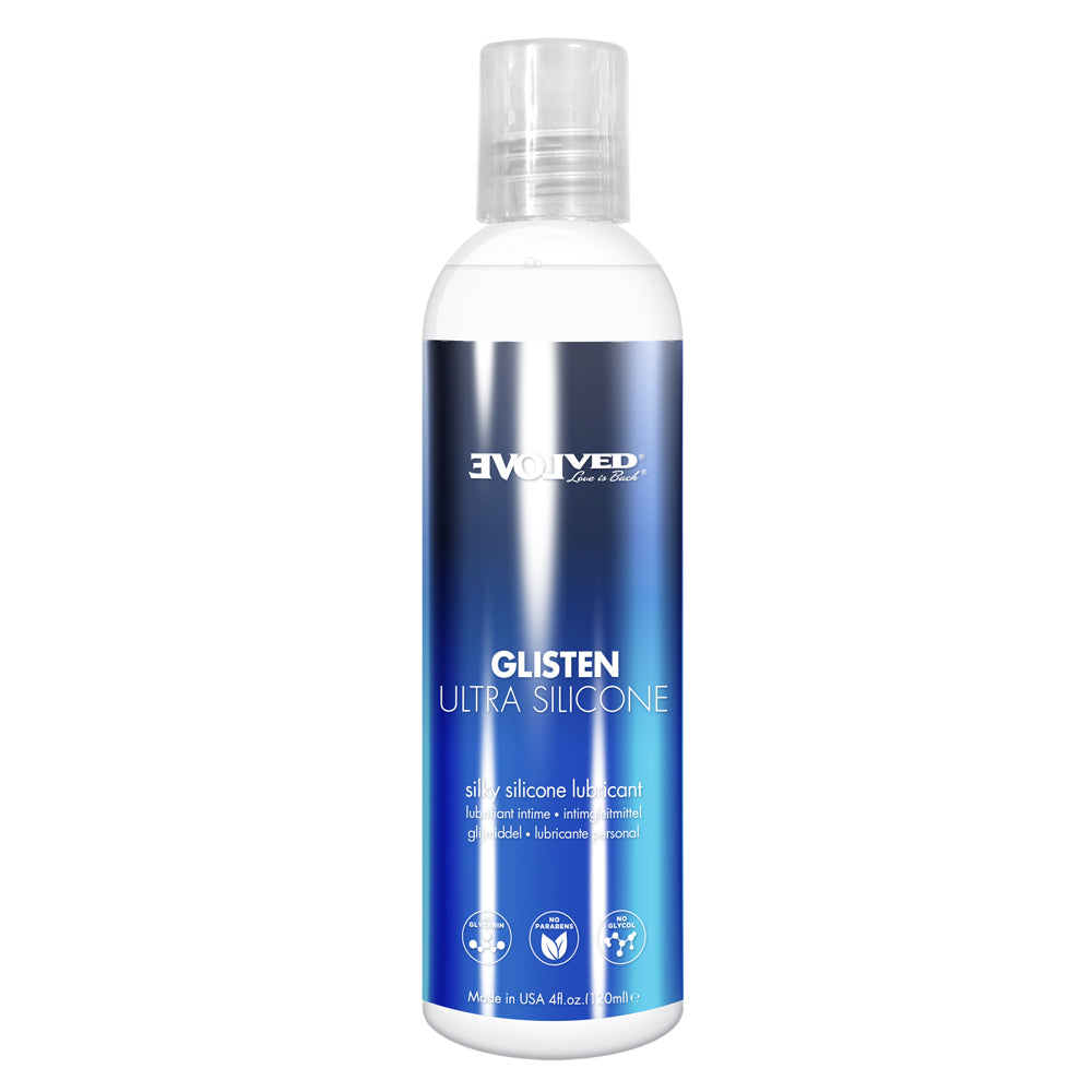 Glisten Ultra Silicone Silky Silicone Lubricant 4 oz. | 844477024400 | Discreet Personal Wellness