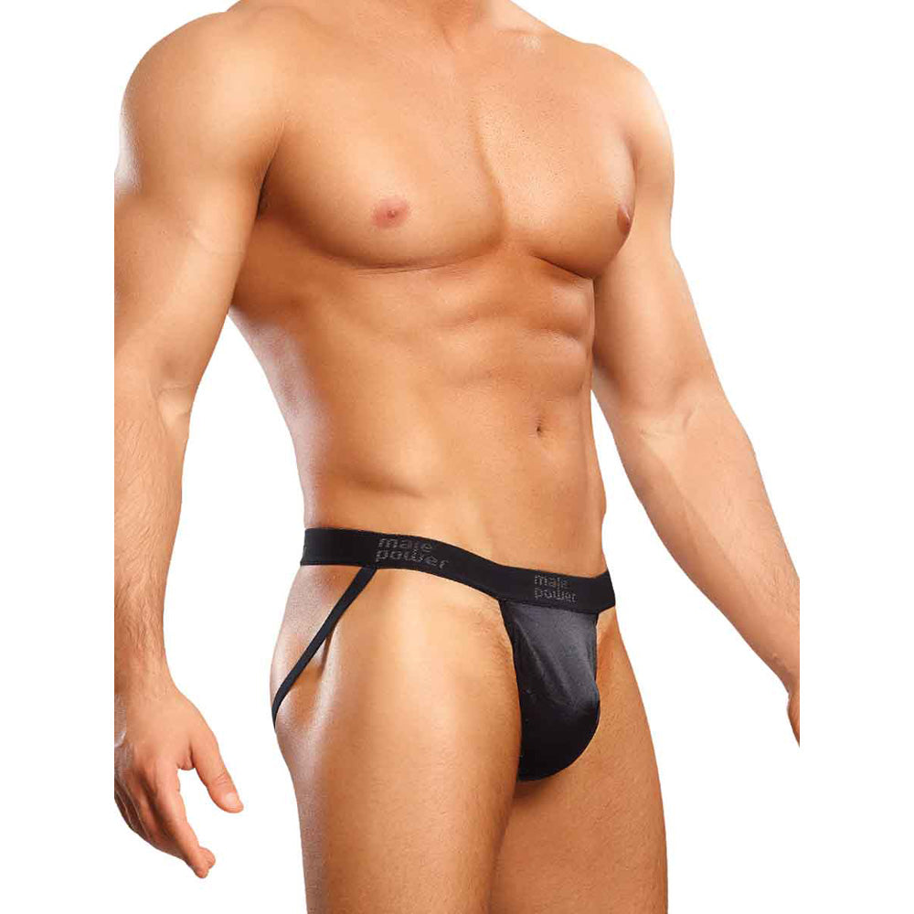 Satin Spandex Jock Black S/M | 845830046374 | Discreet Personal Wellness