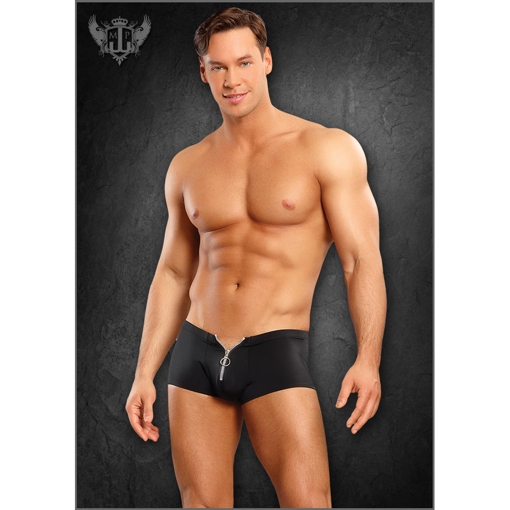 Nylon Spandex Zipper Short Black L/Xl | 845830048682 | Discreet Personal Wellness