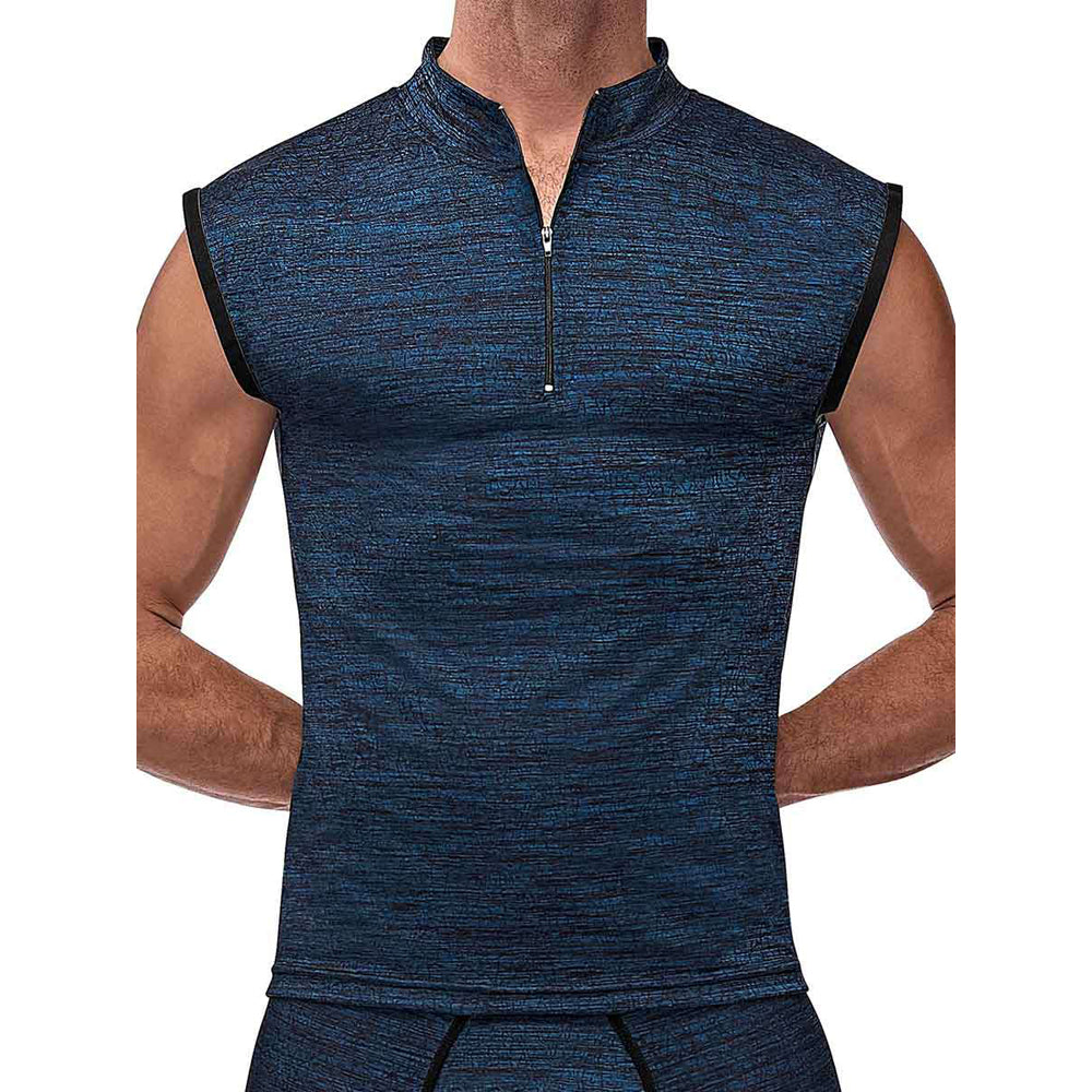 Peak Performance Zipper Muscle Tank Blue Small | 845830084277 | Discreet Personal Wellness