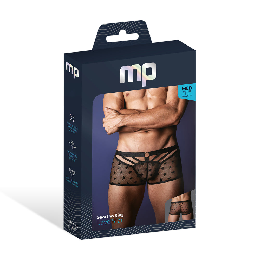 Love Star Short W/ Ring Black Medium | 845830093224 | Discreet Personal Wellness