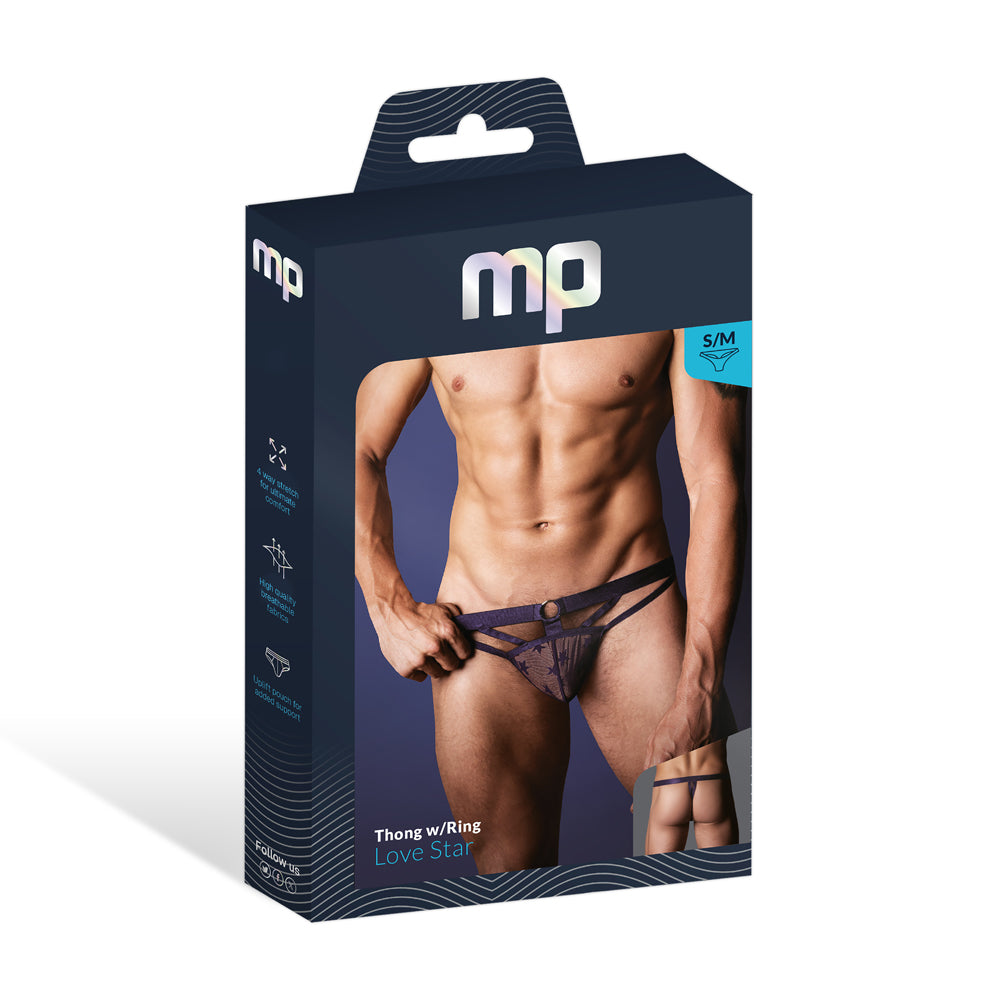 Love Star Thong W/ Ring Purple S/M | 845830093316 | Discreet Personal Wellness