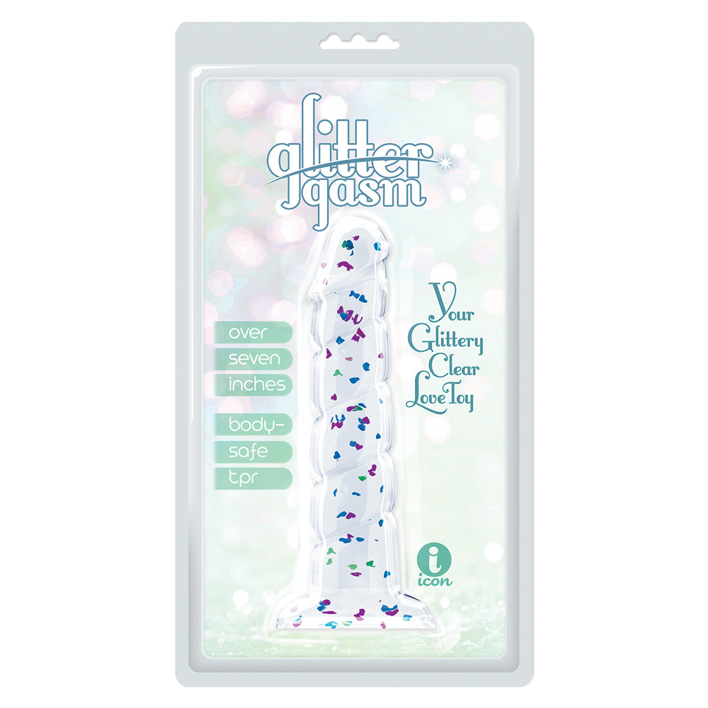 Glittergasm 7.5" Blue Green Purple Swirl Dildo | 847841013321 | Discreet Personal Wellness