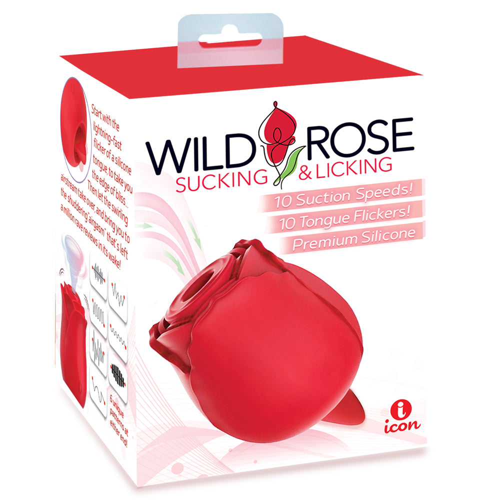 Wild Rose & Tongue Rechargeable Silicone Suction Vibrator | 847841017015 | Discreet Personal Wellness