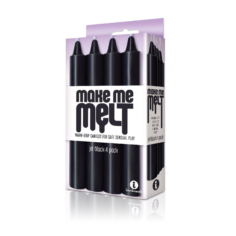 The 9's Make Me Melt Sensual Warm-Drip Candles 4Pk Jet Black | 847841023252 | Discreet Personal Wellness