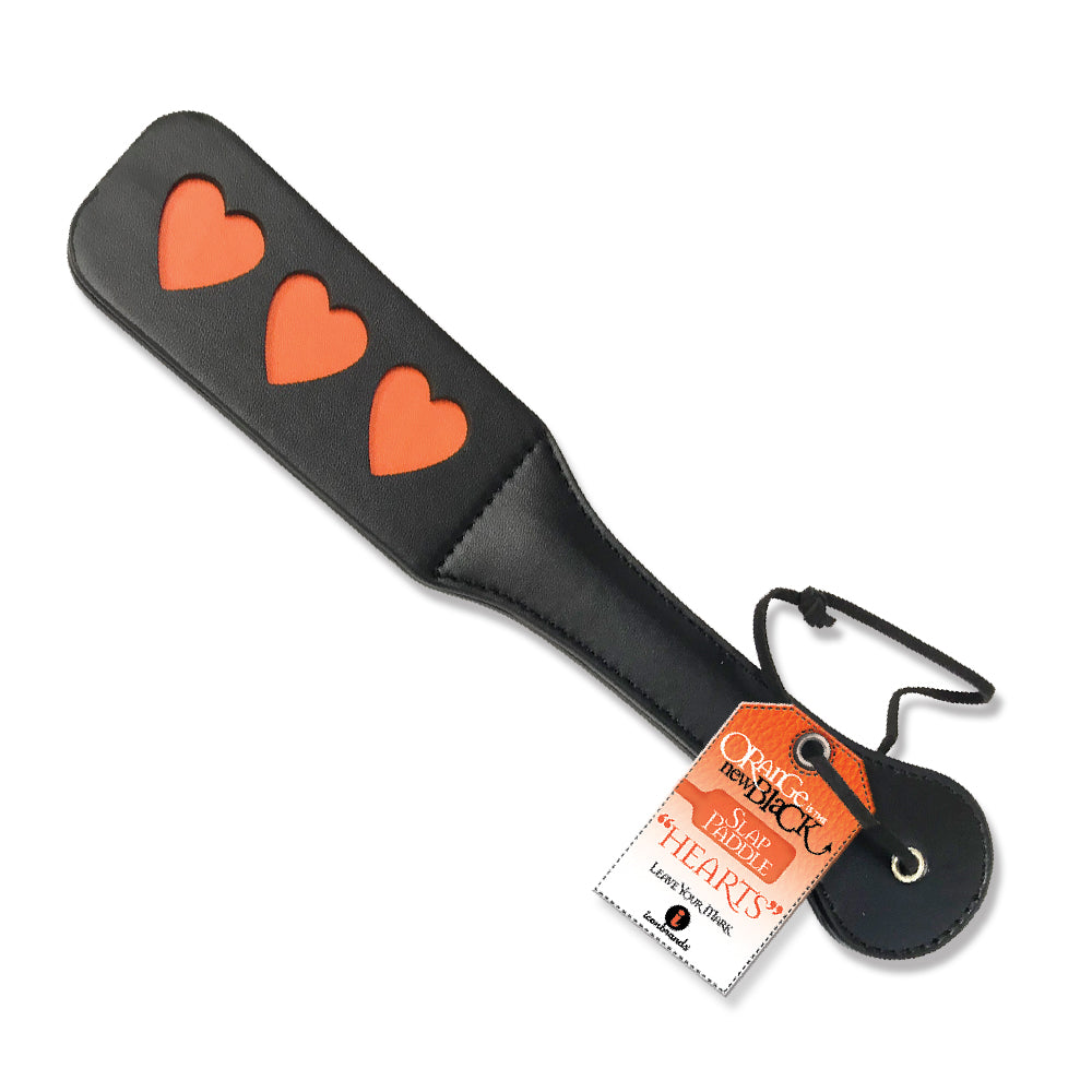 The 9's Orange Is The New Black Slap Paddle Hearts | 847841025270 | Discreet Personal Wellness
