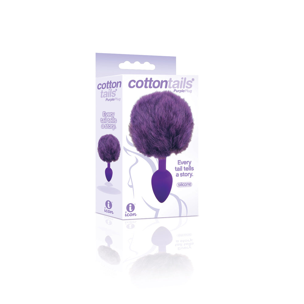 The 9's Cottontails Silicone Bunny Tail Butt Plug Purple | 847841026420 | Discreet Personal Wellness