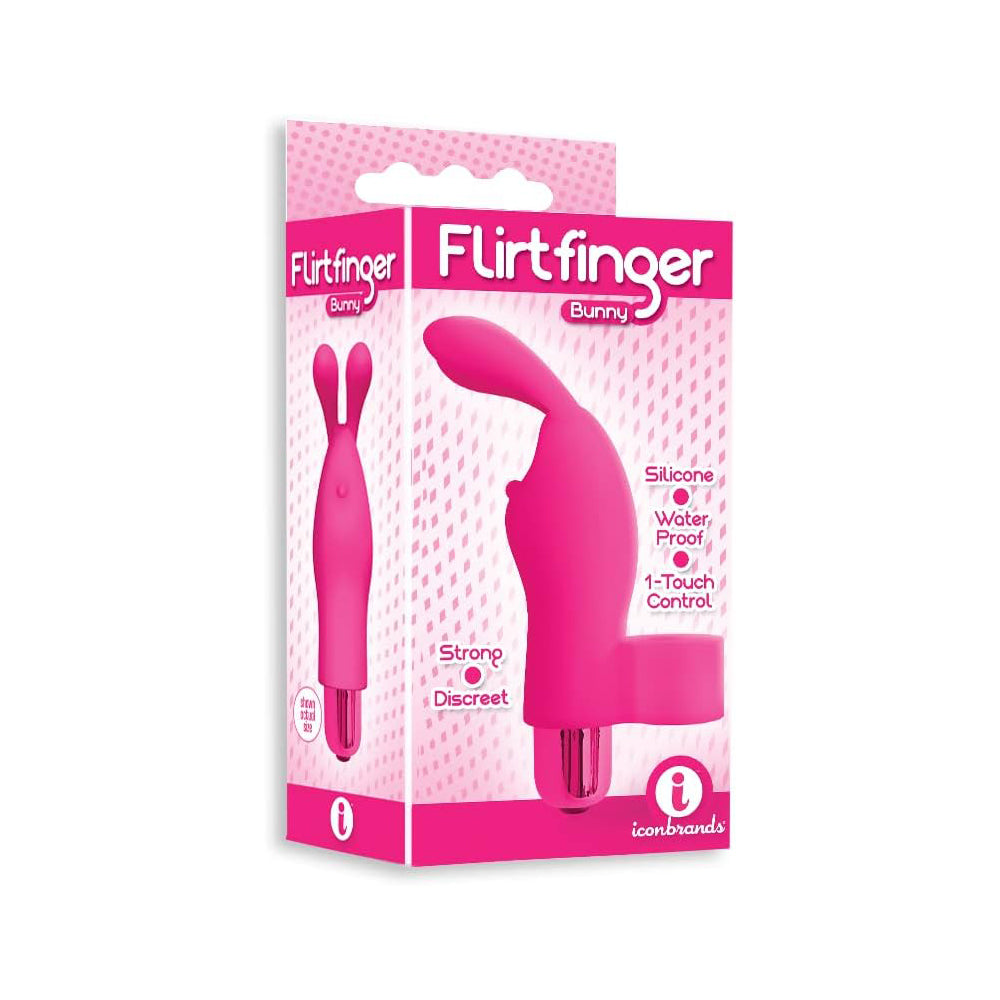 The 9's Flirt Finger Bunny Finger Vibrator Pink | 847841026680 | Discreet Personal Wellness