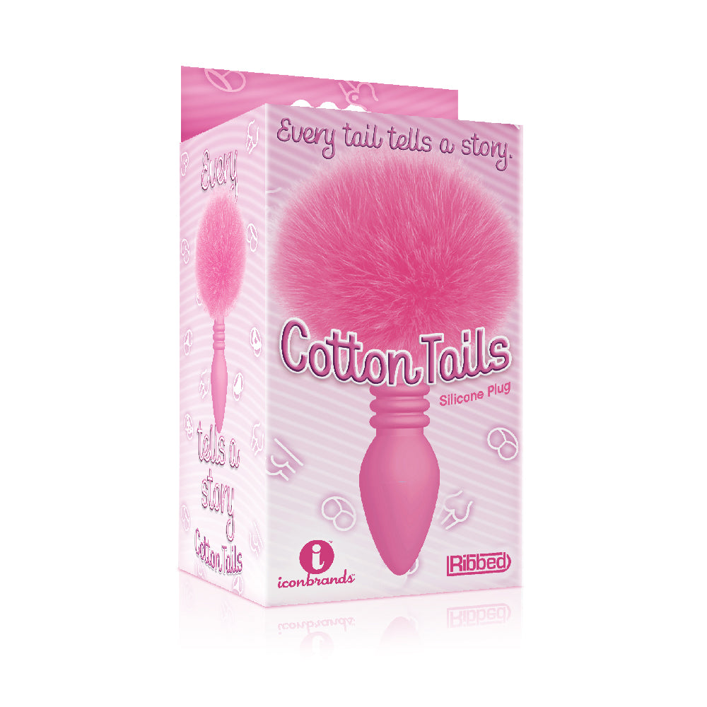 The 9's Cottontails Silicone Bunny Tail Butt Plug Ribbed Pink | 847841026864 | Discreet Personal Wellness