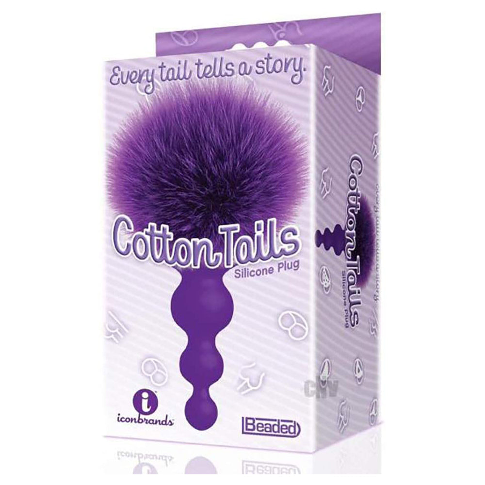 The 9's Cottontails Silicone Bunny Tail Butt Plug Beaded Purple | 847841026895 | Discreet Personal Wellness