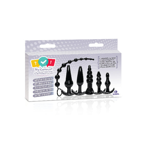 Try-Curious Anal Plug Kit Black | 847841080132 | Discreet Personal Wellness