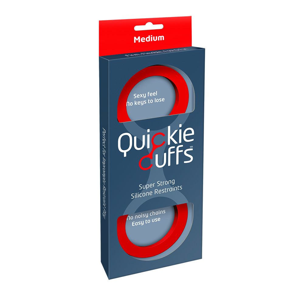 Quickie Cuffs Med Red | 847878002220 | Discreet Personal Wellness