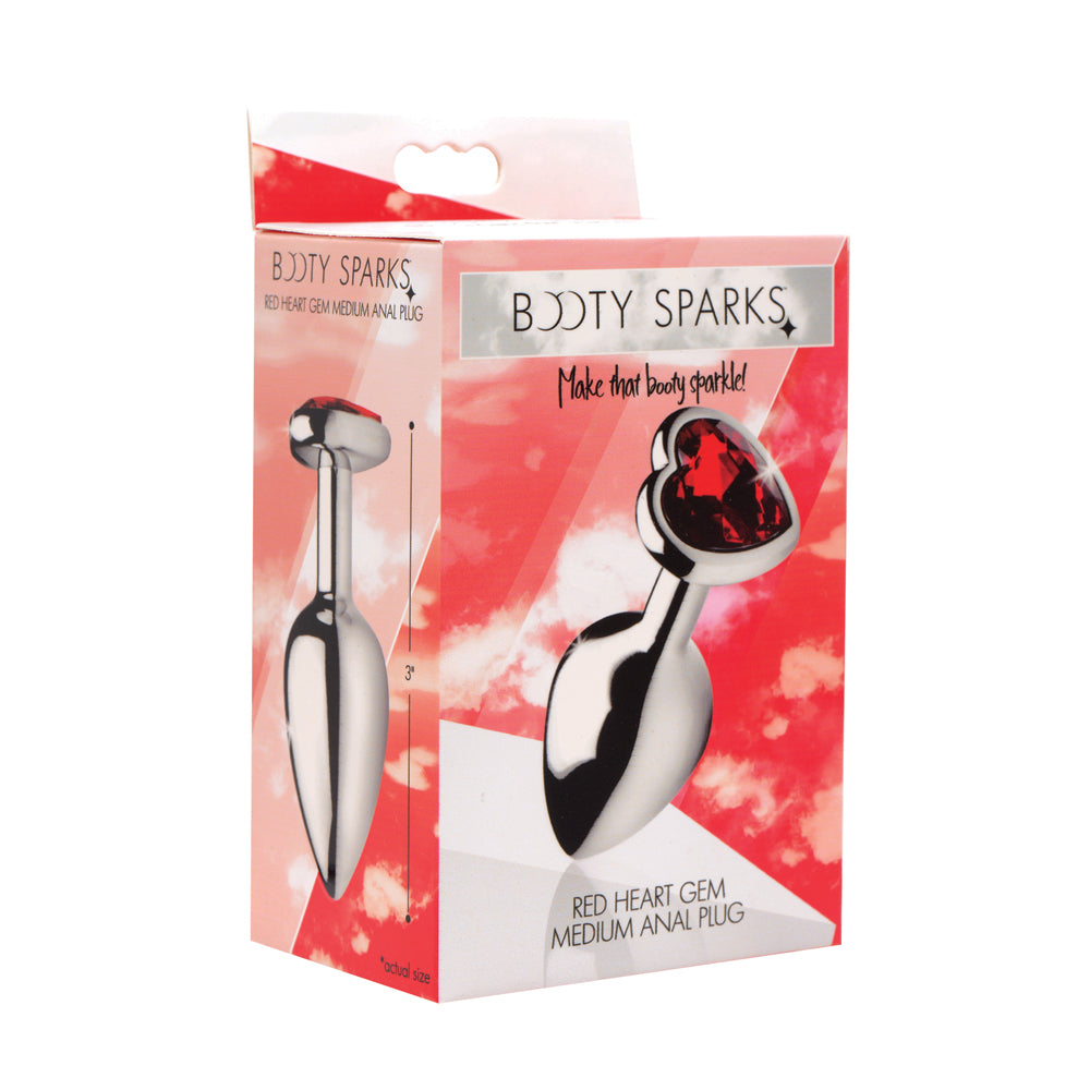 Booty Sparks Red Heart Gem - Medium Anal Plug | 848518029898 | Discreet Personal Wellness