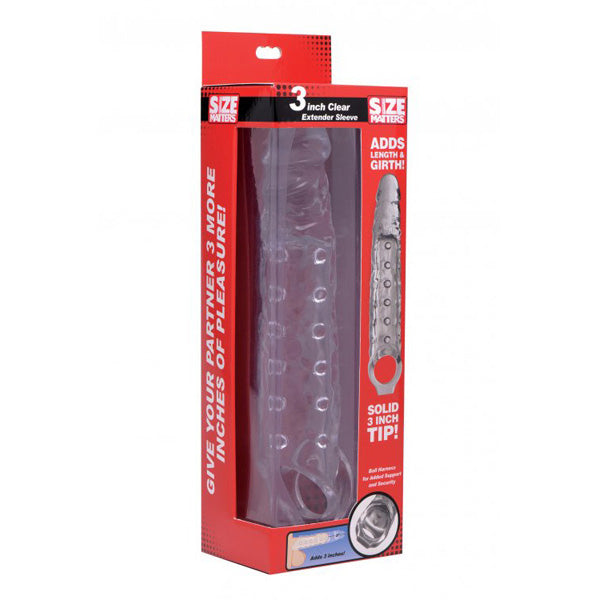 Size Matters 3" Clear Extender Sleeve | 848518031419 | Discreet Personal Wellness