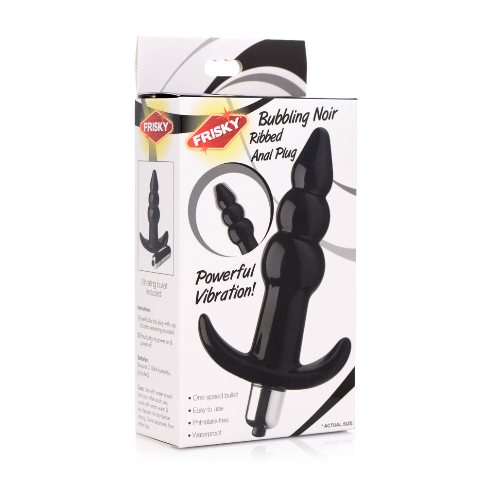 Frisky Bubbling Noir Ribbed Anal Plug | 848518035134 | Discreet Personal Wellness