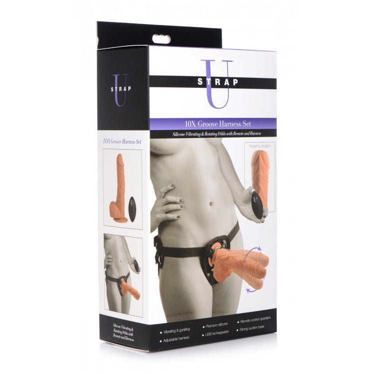 Strap U 10X Groove Silicone Vibrating & Rotating Dildo | 848518036520 | Discreet Personal Wellness