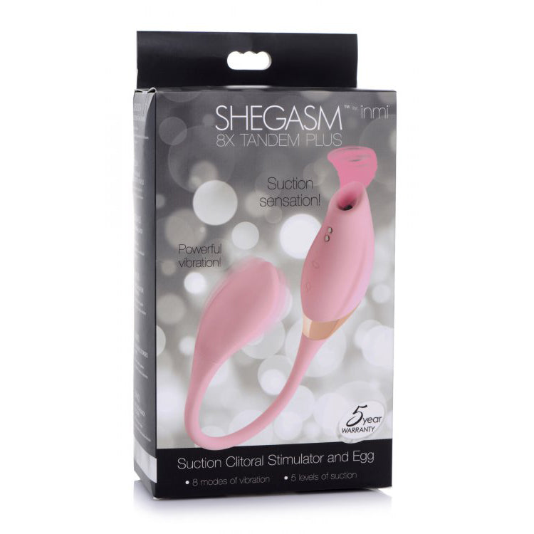 Inmi Shegasm 8X Tandem Plus Silicone Suction Clitoral Stimulator And Egg | 848518042736 | Discreet Personal Wellness