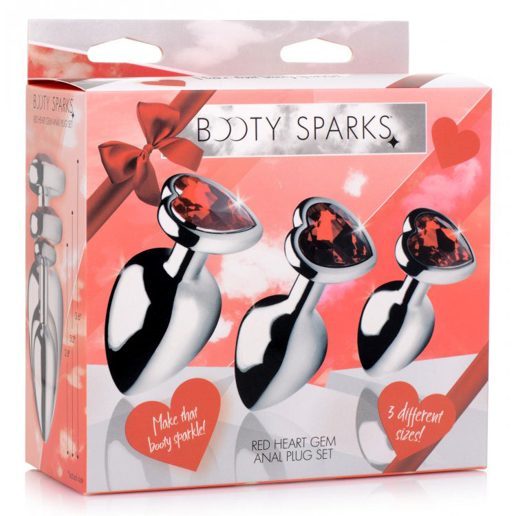 Booty Sparks Red Heart Gem Anal Plug Set | 848518042927 | Discreet Personal Wellness