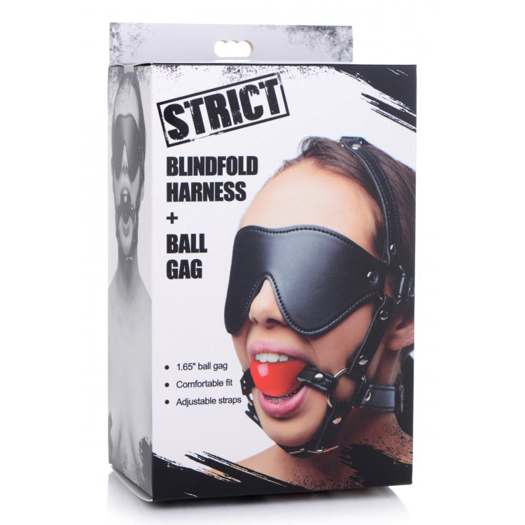 Strict Blindfold Harness W/ Ball Gag | 848518042958 | Discreet Personal Wellness