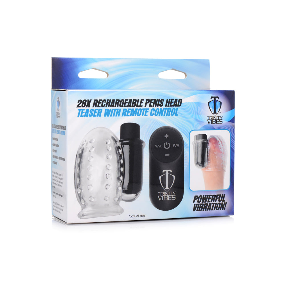 Trinity Men 28X Rechargeable Penis Head Teaser W/ Remote Control | 848518043061 | Discreet Personal Wellness