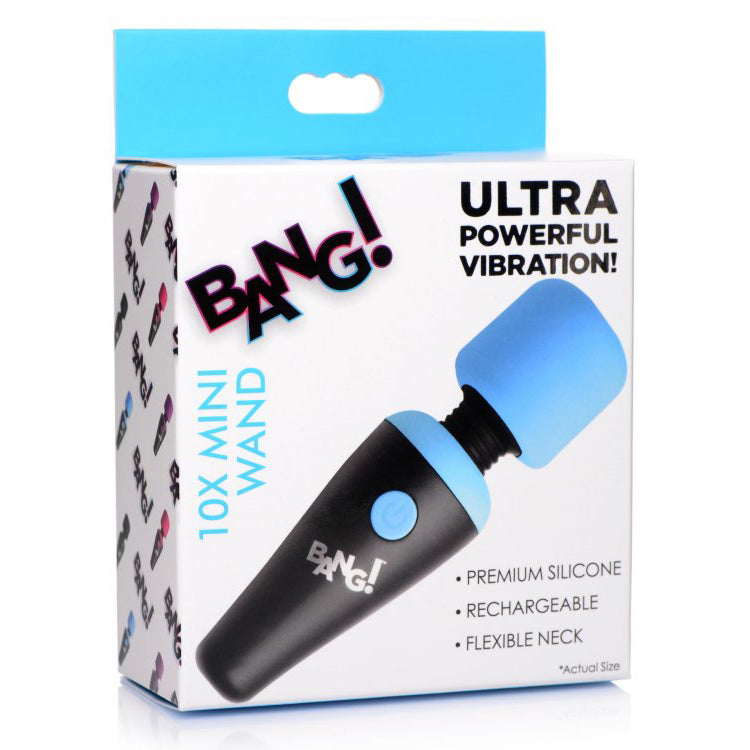 Bang! 10X Vibrating Mini Silicone Wand Blue | 848518044990 | Discreet Personal Wellness