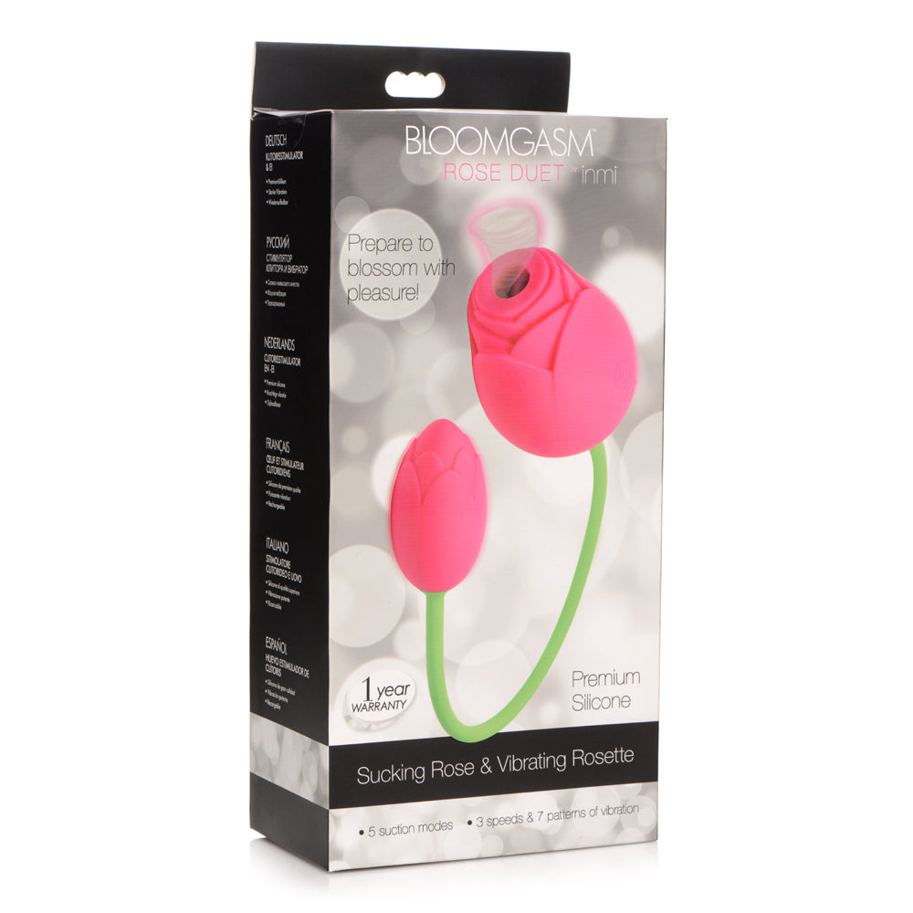 Bloomgasm Rose Duet Pink Sucking Rose & Vibrating Rosette | 848518045089 | Discreet Personal Wellness