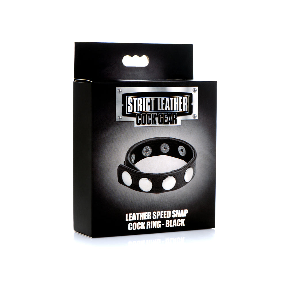 Strict Leather Penis Gear Leather Speed Snap Penis Ring Black | 848518045553 | Discreet Personal Wellness
