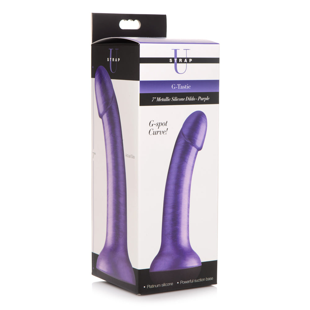 Strap U G-Tastic 7'' Metallic Silicone Dildo Purple | 848518045935 | Discreet Personal Wellness