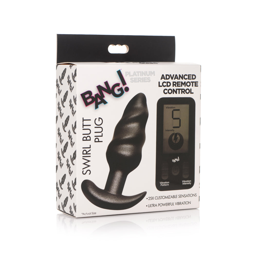 Bang! 25X Vibrating Silicone Swirl Plug With Remote Control | 848518046390 | Discreet Personal Wellness