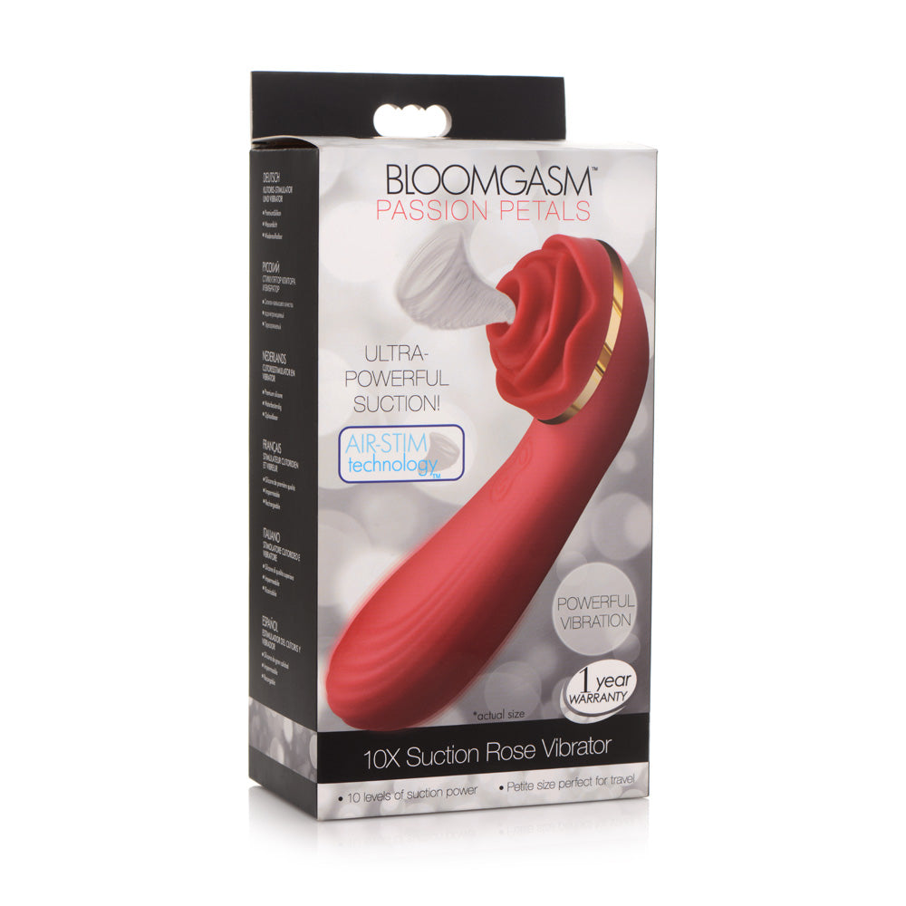 Bloomgasm Passion Petals 10X Silicone Suction Rose Vibrator Red | 848518046741 | Discreet Personal Wellness