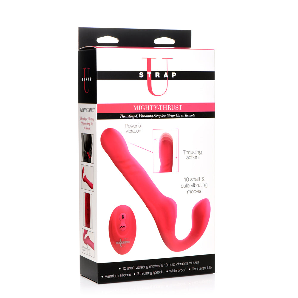 Strap U Mighty-Thrust Thrusting & Vibrating Strapless Strap-On W/ Remote | 848518046826 | Discreet Personal Wellness