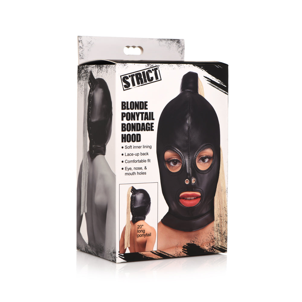 Strict Blonde Ponytail Bondage Hood | 848518047496 | Discreet Personal Wellness