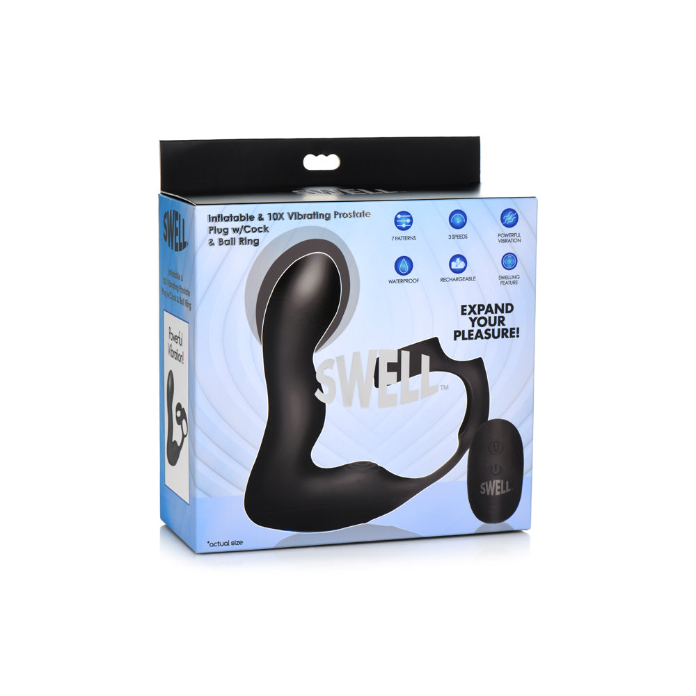 Swell Inflatable & 10X Vibrating Prostate Plug W/ Penis & Ball Ring & Remote | 848518047557 | Discreet Personal Wellness